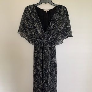 Lavender Brown Black Print Maxi Dress